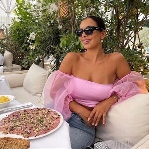 ZARA CONTRASTING ORGANZA TOP